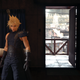 Cloud airing out his apartment in Final Fantasy VII Remake.